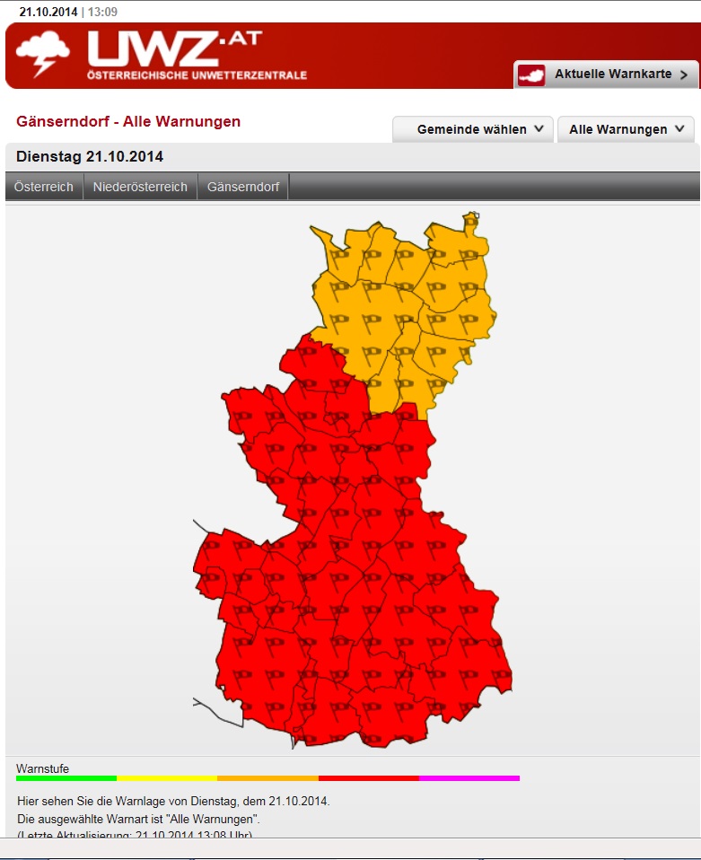 Wetterwarnung Sturm 21-22102014